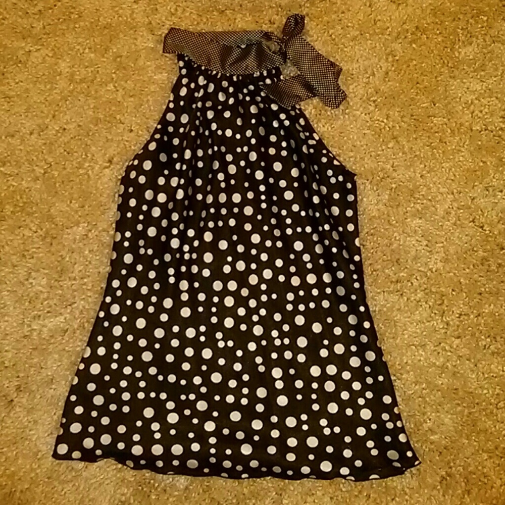 Tie collar polka dot shirt